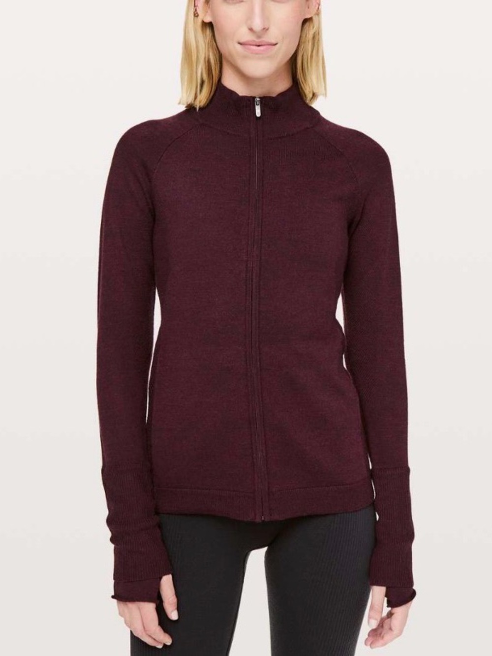 lululemon athletica Time to Thrive Full-Zip Sweater Jacket in Deep Burgundy